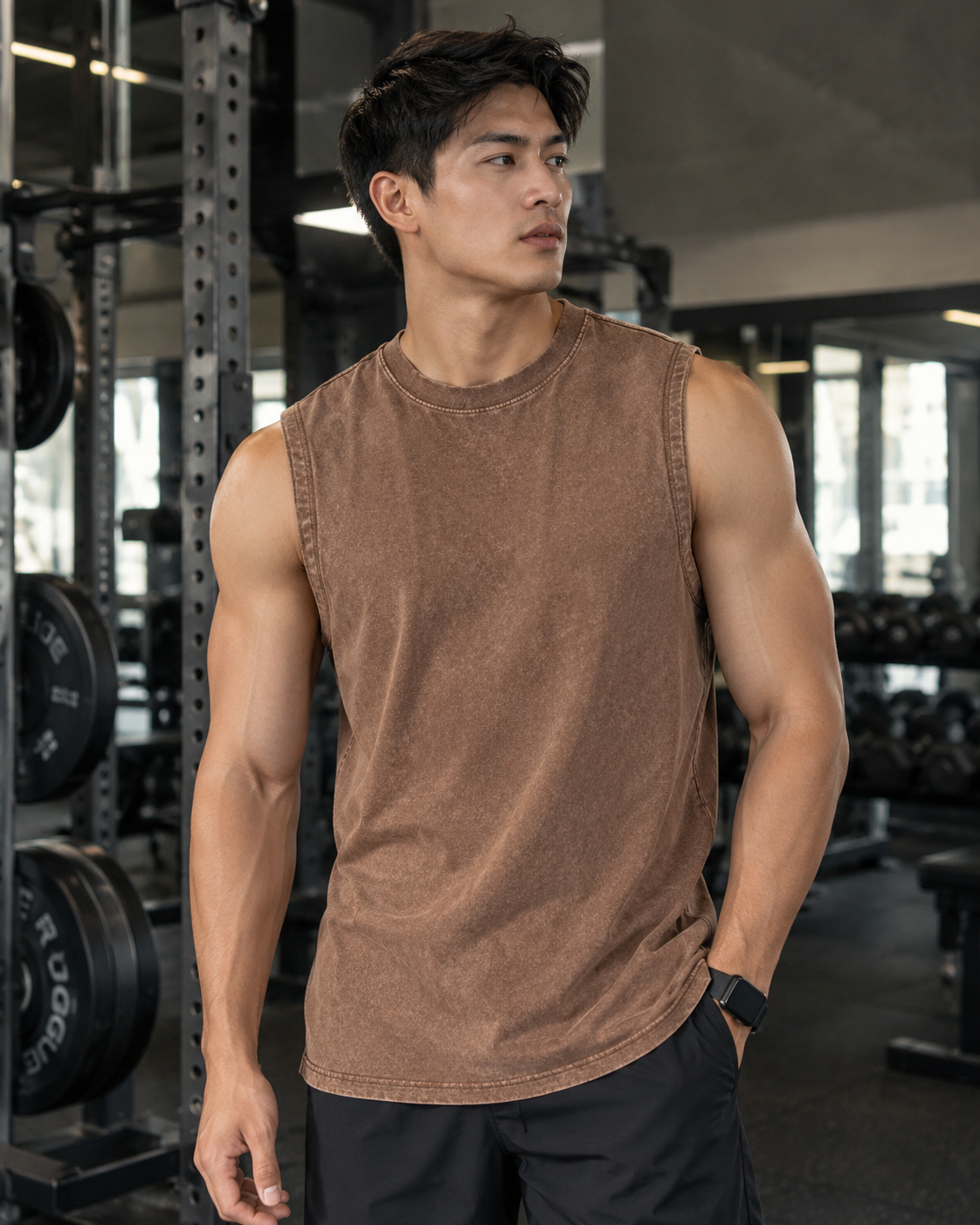 Men’s Washed Cotton Sleeveless Tank Top