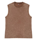 2026 Summer Men's Washed Cotton Tank Tops Muscle Gym Sleeveless Workout T Shirts Running Beach Loose Cutoff Tees