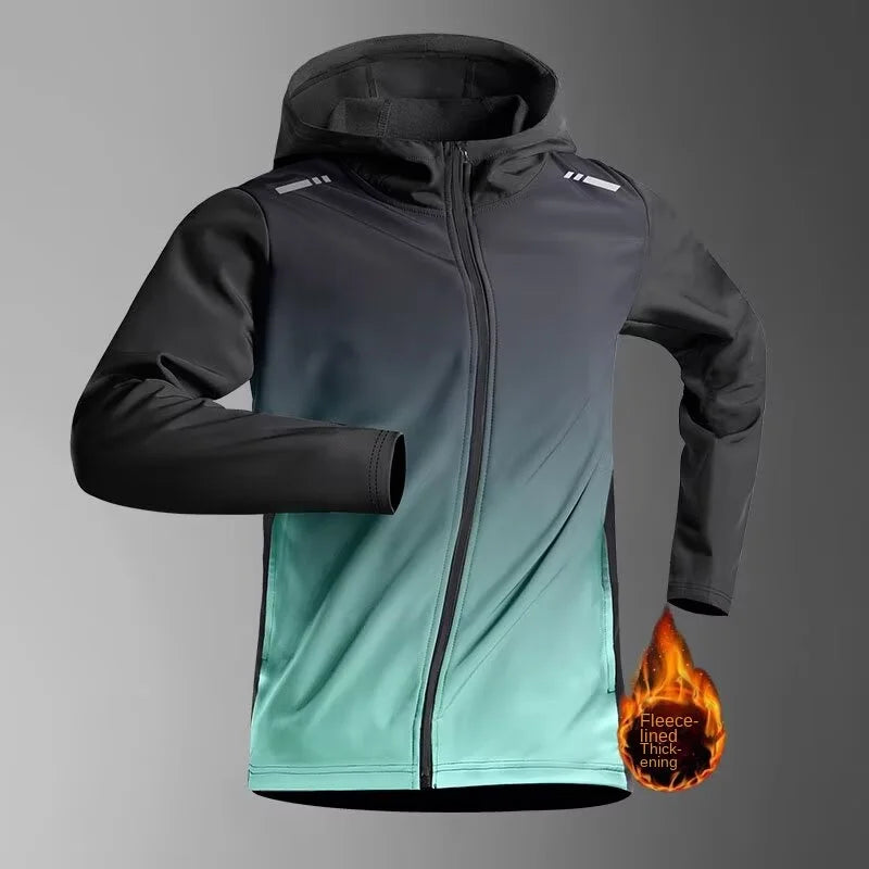 Running jacket for men, autumn quick drying sports windbreaker, fitness top, professional morning running training suit with fle